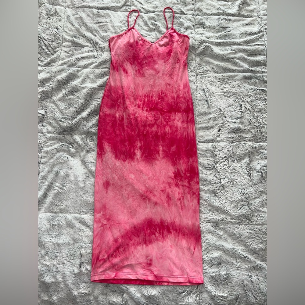 Shein Hot Pink Tie Dye Cami Midi Dress Medium